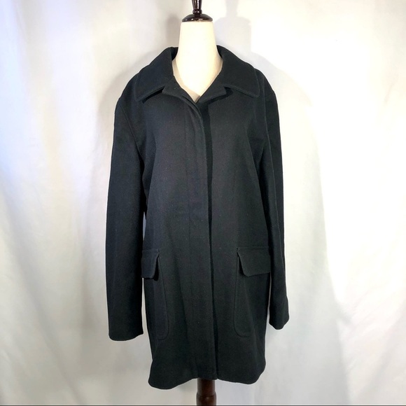 J Crew boxy wool coat black patch pockets size L - Picture 1 of 7